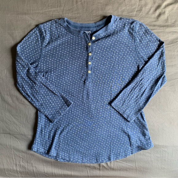 Chaps Navy Floral Blouse Henley - Picture 3 of 7